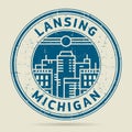 Grunge rubber stamp or label with text Lansing, Michigan