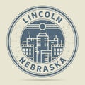 Grunge rubber stamp or label with text Lincoln, Nebraska Royalty Free Stock Photo