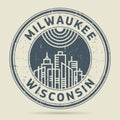 Grunge rubber stamp or label with text Milwaukee, Wisconsin Royalty Free Stock Photo