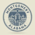 Grunge rubber stamp or label with text Montgomery, Alabama