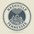 Grunge rubber stamp or label with text Nashville, Tennessee