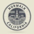 Grunge rubber stamp or label with text Norwalk, California