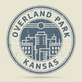 Grunge rubber stamp or label with text Overland Park, Kansas