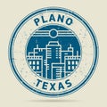 Grunge rubber stamp or label with text Plano, Texas