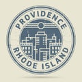 Grunge rubber stamp or label with text Providence, Rhode Island