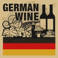 Grunge rubber stamp or label with words German Wine Royalty Free Stock Photo