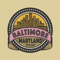 Grunge rubber stamp with name of Baltimore, Maryland Royalty Free Stock Photo