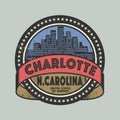 Grunge rubber stamp with name of Charlotte, North Carolina