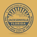 Grunge rubber stamp with name of Jacksonville, Florida