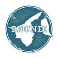 Grunge rubber stamp with name and map of Brunei.