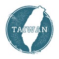 Grunge rubber stamp with name and map of Taiwan. Royalty Free Stock Photo