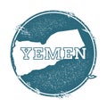 Grunge rubber stamp with name and map of Yemen.