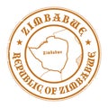 Grunge rubber stamp with the name and map of Zimbabwe