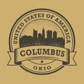 Grunge rubber stamp with name of Ohio, Columbus