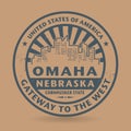 Grunge rubber stamp with name of Omaha, Nebraska Royalty Free Stock Photo