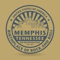 Grunge rubber stamp with name of Tennessee, Memphis