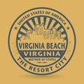 Grunge rubber stamp with name of Virginia Beach, Virginia