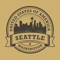 Grunge rubber stamp with name of Washington, Seattle