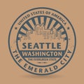 Grunge rubber stamp with name of Washington, Seattle