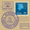 Stamp set with name of Alaska Royalty Free Stock Photo