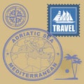 Stamp set with text Mediterranean, Adriatic Sea