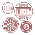 Grunge rubber stamp set with the text Priority Royalty Free Stock Photo