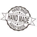 Grunge rubber stamp with small stars and the word Hand Made, Original product inside, vector illustration Royalty Free Stock Photo