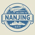 Stamp or tag with text Welcome to Nanjing