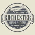 Grunge rubber stamp or tag with text Welcome to Rochester, New Y