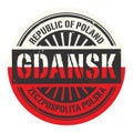 Grunge rubber stamp with the text Republic of Poland, Gdansk