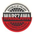 Grunge rubber stamp with the text Republic of Poland, Warszawa