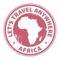 Grunge rubber stamp with the text Travel Africa written inside t