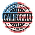 Grunge rubber stamp with the text United States of America, Cali