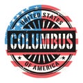 Grunge rubber stamp with the text United States of America, Columbus