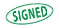 Signed green rubber stamp vector illustration