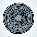 Round manhole cover. Vector drawing