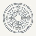 Round manhole cover. Vector drawing