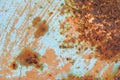 Grunge rusted metal texture, rust and oxidized metal background. Metallic blue wall with rust. Copyspace for text Royalty Free Stock Photo