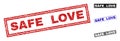 Grunge SAFE LOVE Textured Rectangle Stamps