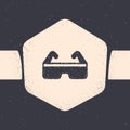 Grunge Safety goggle glasses icon isolated on grey background. Monochrome vintage drawing. Vector
