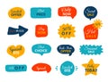 Grunge sale badge collection. Discount price offer set with place for text. Promo coupon labels Royalty Free Stock Photo