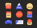 Grunge sale badge collection. Discount price offer set with place for text. Promo coupon labels Royalty Free Stock Photo