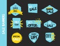 Grunge sale badge collection. Discount price offer set with place for text. Promo coupon labels Royalty Free Stock Photo