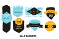 Grunge sale badge collection. Discount price offer set with place for text. Promo coupon labels Royalty Free Stock Photo