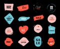 Grunge sale badge collection. Discount price offer set with place for text. Promo coupon labels