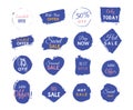 Grunge sale badge collection. Discount price offer set with place for text. Promo coupon labels