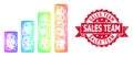 Grunge Sales Team Stamp and Rainbow Network Bar Chart