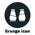 Grunge Salt and pepper icon isolated on white background. Cooking spices. Monochrome vintage drawing. Vector