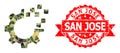 Grunge San Jose Stamp Seal And Auto Gear Repair Triangle Mocaic Military Camouflage Icon