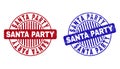 Grunge SANTA PARTY Scratched Round Stamp Seals
